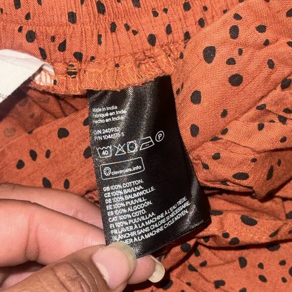 H&M Flounce Skirt with Frill Girl 16/18 Brick Red Polka Dot Cotton Elastic Waist - Picture 5 of 7